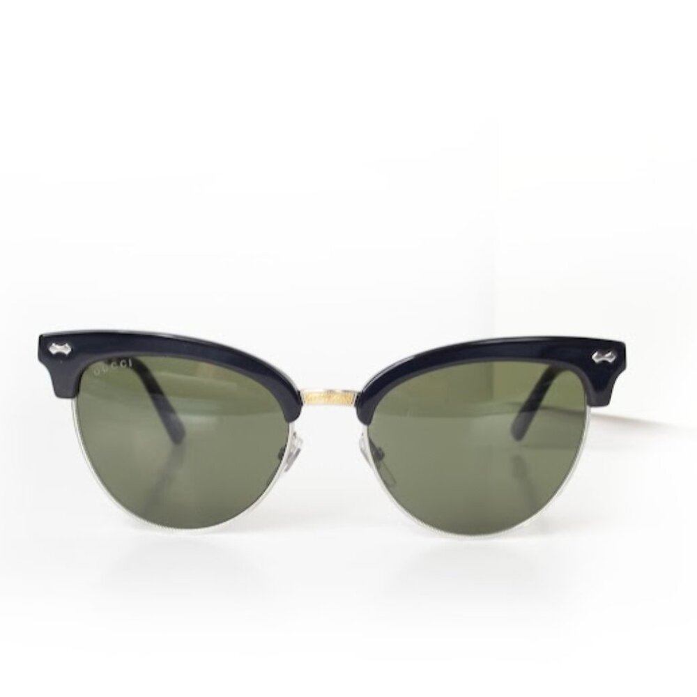 Gucci Black Gold Designer Sunglasses Luxury Retro Glam Eyewear 55mm